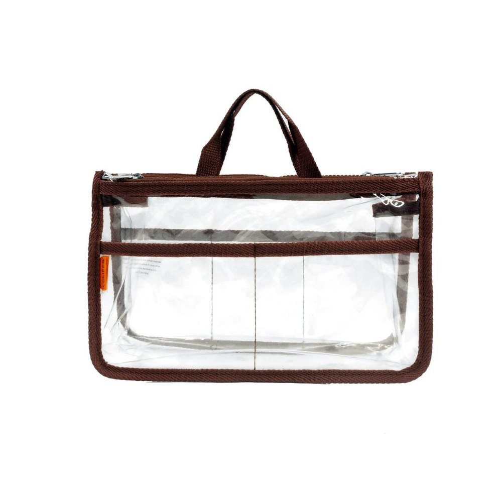 Purse Organizer, Clear PVC - BrownTrim - Picture 2 of 6